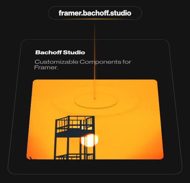 Animated 3D Pin Card Bachoff Studio • Web Design and Development • Framer Templates, Components and Code